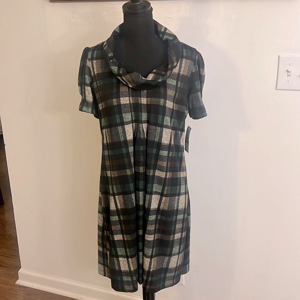 NWT Jessica Howard Plaid, Spandex Baby Doll Dress, Sz. L.